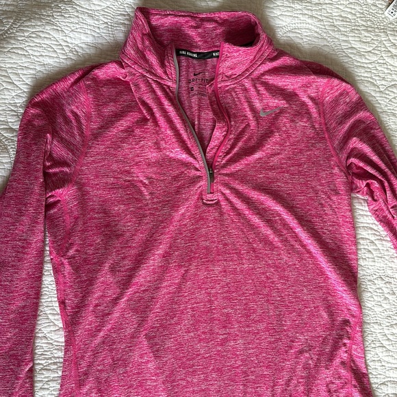 Nike running dri fit 1/4 zip longsleeve size medium Heather pink - Picture 2 of 4
